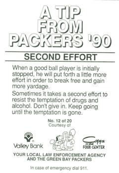1990 Green Bay Packers Police - Valley Bank & Copps Food Center #12 Sterling Sharpe Back