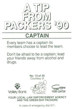 1990 Green Bay Packers Police - Valley Bank & Copps Food Center #13 Tim Harris Back