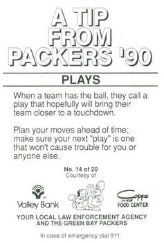 1990 Green Bay Packers Police - Valley Bank & Copps Food Center #14 Ed West Back