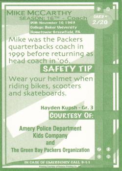 2008 Green Bay Packers Police - Amery Police Department, Kids Company #2 Mike McCarthy Back