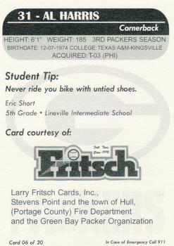 2005 Green Bay Packers Police - Larry Fritsch Cards,Stevens Point and the Town of Hull (Portage County) Fire Dept. #06 Al Harris Back