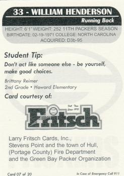 2005 Green Bay Packers Police - Larry Fritsch Cards,Stevens Point and the Town of Hull (Portage County) Fire Dept. #07 William Henderson Back