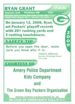 2009 Green Bay Packers Police - Amery Police Department, Kids Company #7 Ryan Grant Back