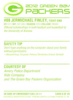 2012 Green Bay Packers Police - Amery Police Department, Kids Company #6 Jermichael Finley Back