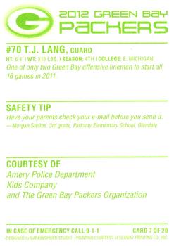 2012 Green Bay Packers Police - Amery Police Department, Kids Company #7 T.J. Lang Back