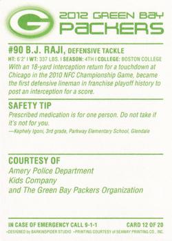 2012 Green Bay Packers Police - Amery Police Department, Kids Company #12 B.J. Raji Back