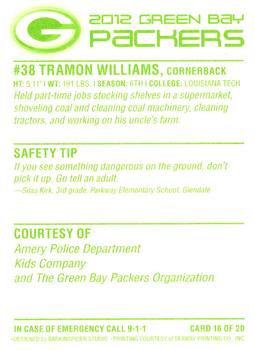 2012 Green Bay Packers Police - Amery Police Department, Kids Company #16 Tramon Williams Back