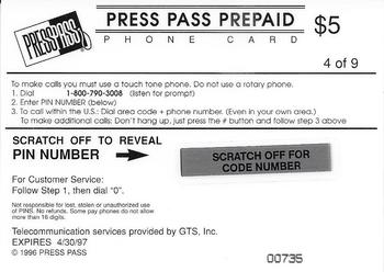 1996 Press Pass - Phone Cards $5 #4 Eddie George Back