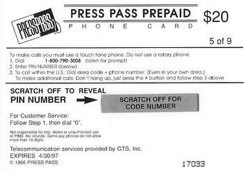 1996 Press Pass - Phone Cards $20 #5 Karim Abdul-Jabbar Back