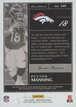 2019 Panini One - 2018 Update Patch Autographs Black #149 Peyton Manning Back