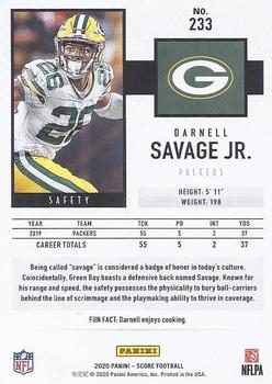 2020 Score #233 Darnell Savage Jr. Back