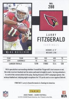 2020 Score #288 Larry Fitzgerald Back