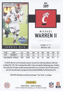 2020 Score #389 Michael Warren II Back