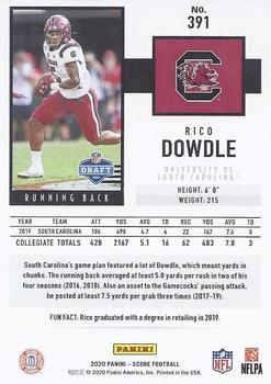 2020 Score #391 Rico Dowdle Back
