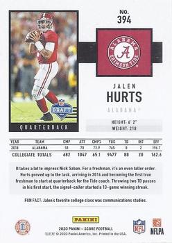 2020 Score #394 Jalen Hurts Back