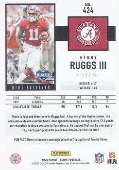 2020 Score #424 Henry Ruggs III Back