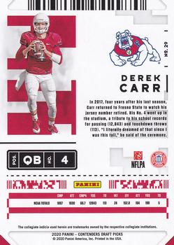 2020 Panini Contenders Draft Picks #29 Derek Carr Back