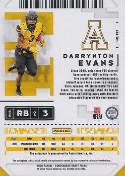 2020 Panini Contenders Draft Picks #135 Darrynton Evans Back
