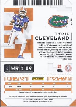 2020 Panini Contenders Draft Picks #211 Tyrie Cleveland Back