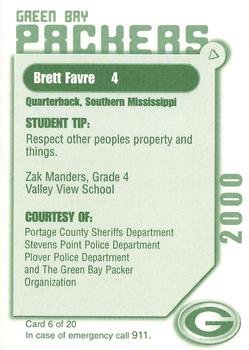 2000 Green Bay Packers Police - Portage County Sheriff's Department, Stevens Point PD & Plover PD #6 Brett Favre Back