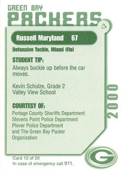 2000 Green Bay Packers Police - Portage County Sheriff's Department, Stevens Point PD & Plover PD #12 Russell Maryland Back