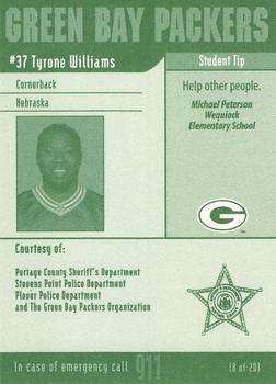 2002 Green Bay Packers Police - Portage County Sheriff's Department, Stevens Point PD & Plover PD #8 Tyrone Williams Back