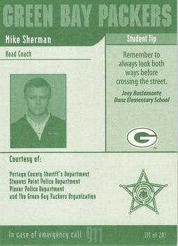 2002 Green Bay Packers Police - Portage County Sheriff's Department, Stevens Point PD & Plover PD #11 Mike Sherman Back