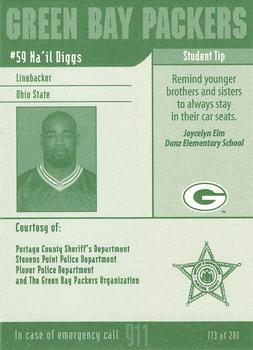 2002 Green Bay Packers Police - Portage County Sheriff's Department, Stevens Point PD & Plover PD #13 Na'il Diggs Back