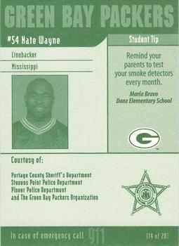 2002 Green Bay Packers Police - Portage County Sheriff's Department, Stevens Point PD & Plover PD #14 Nate Wayne Back