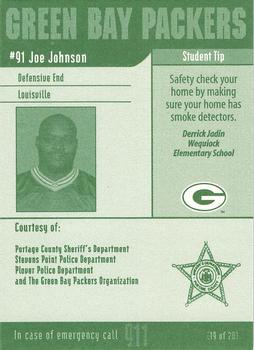 2002 Green Bay Packers Police - Portage County Sheriff's Department, Stevens Point PD & Plover PD #19 Joe Johnson Back