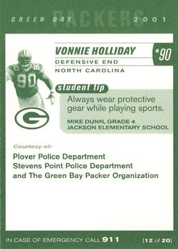 2001 Green Bay Packers Police - Plover Police Department & Stevens Point Police Department #12 Vonnie Holliday Back