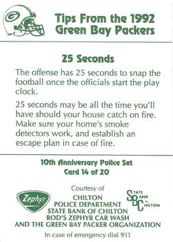 1992 Green Bay Packers Police - Chilton Police Dept., State Bank of Chilton #14 Brett Favre Back
