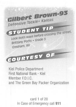 1999 Green Bay Packers Police - Copps Food Center, Manitowoc Police Dept. #1 Gilbert Brown Back