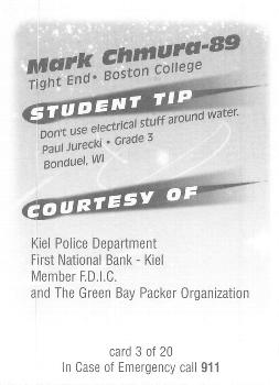 1999 Green Bay Packers Police - Copps Food Center, Manitowoc Police Dept. #3 Mark Chmura Back