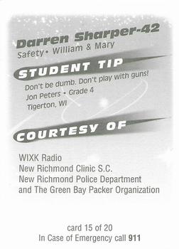 1999 Green Bay Packers Police - WIXK Radio, New Richmond Clinic S.C., New Richmond Police Dept. #15 Darren Sharper Back