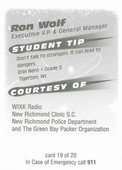 1999 Green Bay Packers Police - WIXK Radio, New Richmond Clinic S.C., New Richmond Police Dept. #19 Ron Wolf Back