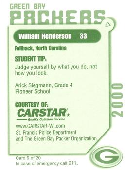 2000 Green Bay Packers Police - St. Francis Police Dept. #9 William Henderson Back