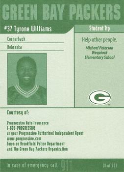 2002 Green Bay Packers Police - Brookfield Police Dept., Progressive Auto Insurance #8 Tyrone Williams Back
