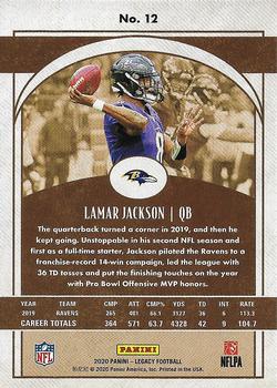 2020 Panini Legacy #12 Lamar Jackson Back