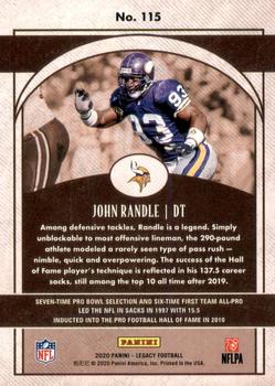 2020 Panini Legacy #115 John Randle Back