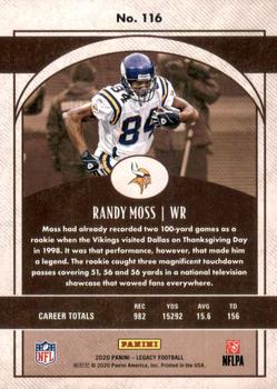 2020 Panini Legacy #116 Randy Moss Back