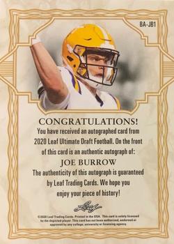 2020 Leaf Ultimate Draft - Gold Spectrum #BA-JB1 Joe Burrow Back