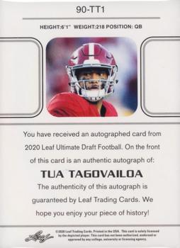 2020 Leaf Ultimate Draft - 1990 Leaf Auto Autographs Platinum Spectrum #90-TT1 Tua Tagovailoa Back