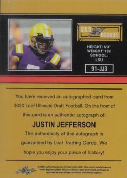2020 Leaf Ultimate Draft - 1991 Leaf Rookie Autographs Gold Spectrum #91-JJ3 Justin Jefferson Back