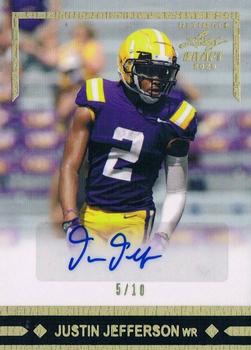 2020 Leaf Ultimate Draft - 1991 Leaf Rookie Autographs Gold Spectrum #91-JJ3 Justin Jefferson Front