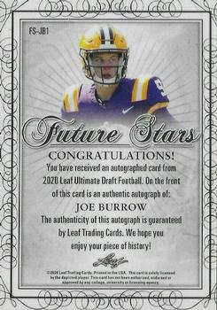 2020 Leaf Ultimate Draft - Future Stars Autographs Platinum Spectrum #FS-JB1 Joe Burrow Back