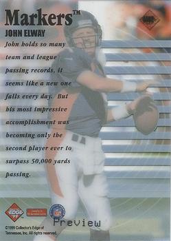 1999 Collector's Edge Supreme - Markers Previews #M02 John Elway Back