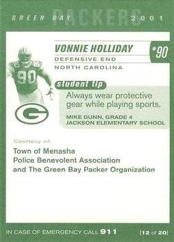 2001 Green Bay Packers Police - Town of Menasha Police Benevolent Association #12 Vonnie Holliday Back
