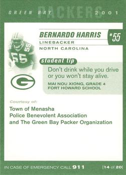 2001 Green Bay Packers Police - Town of Menasha Police Benevolent Association #14 Bernardo Harris Back