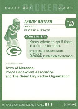 2001 Green Bay Packers Police - Town of Menasha Police Benevolent Association #17 LeRoy Butler Back
